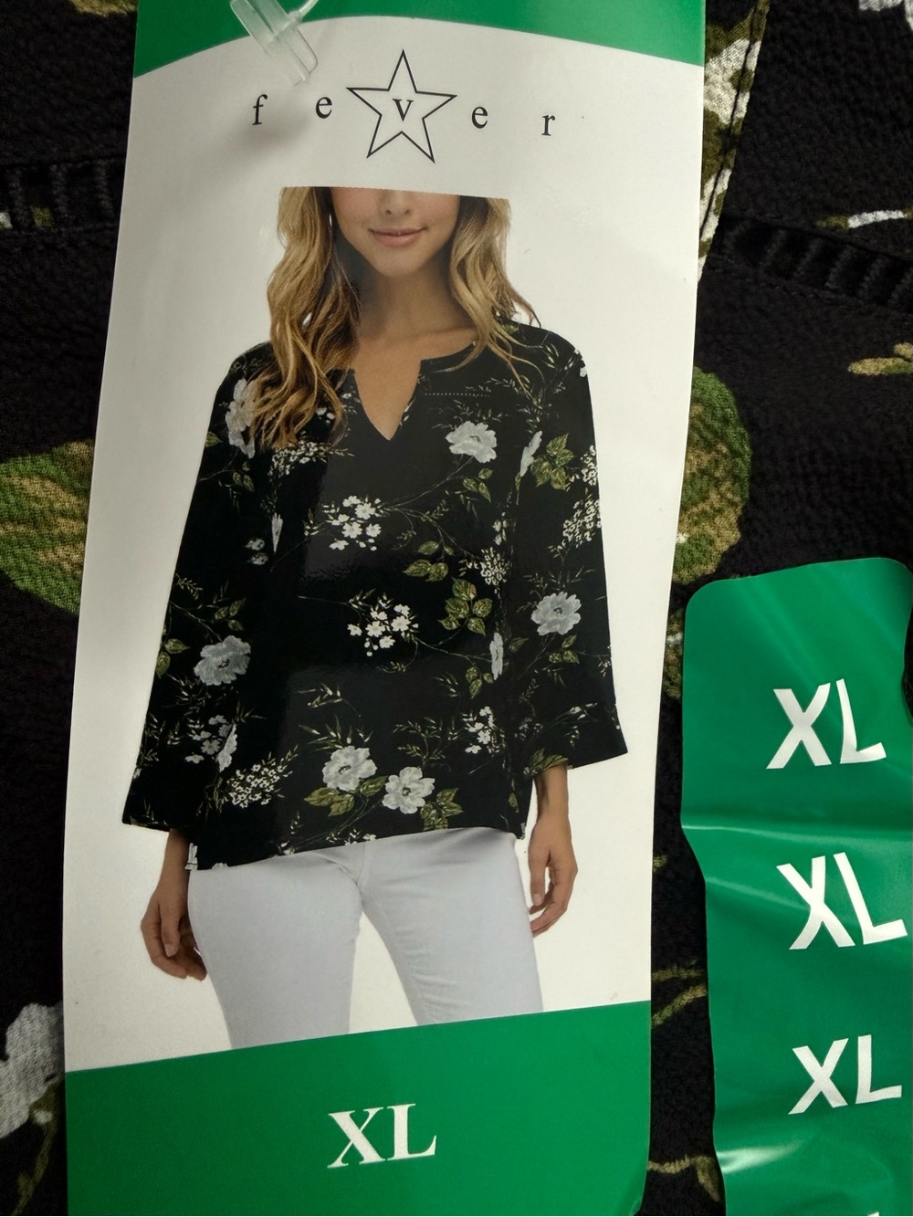 Fever Black Floral V-Neck Blouse